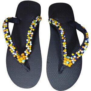 Beaded Flip Flops for Women Summer Style Sandals - (Multicolor 1)
